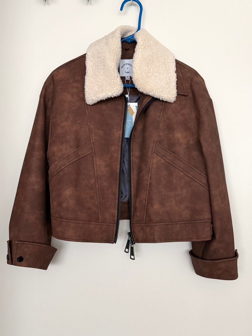 Petite Studio Brown Leather Bomber Jacket